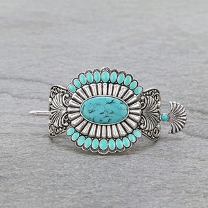 Beautiful Western Concho Stone Barrette/turquoise Hair Clip  display picture 1