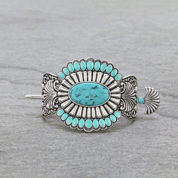 Beautiful Western Concho Stone Barrette/Turquoise Hair Clip/Hair Accessories/Gifts for Her