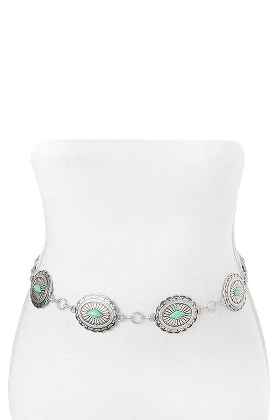 Turquoise Floral Silver Belt s-l400.jpg main image 2