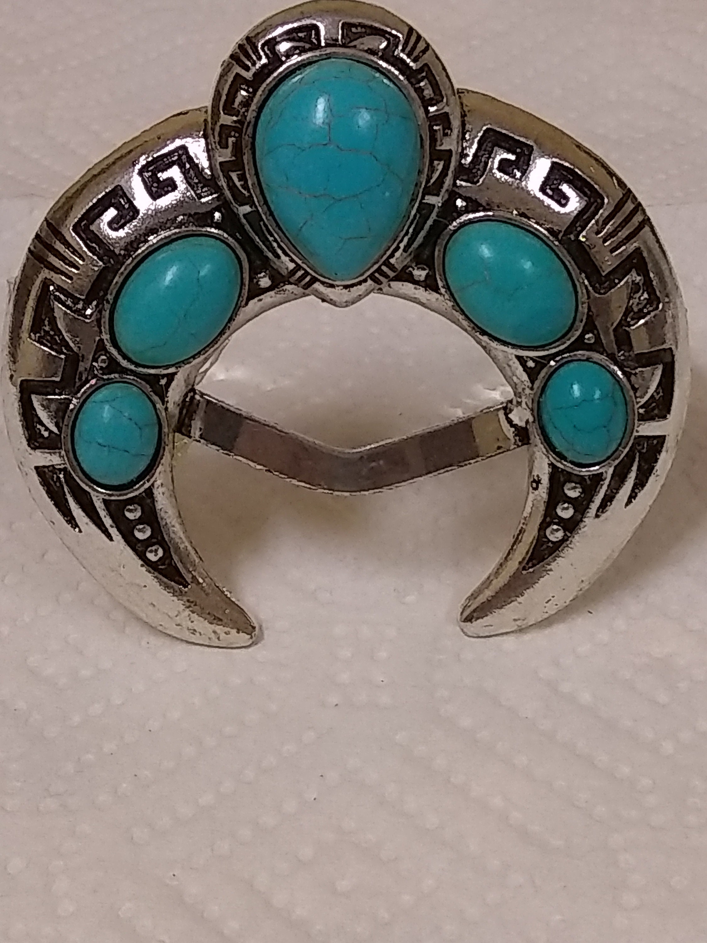 Beautiful Turquoise Stone Squash Blossom Cuff Bracelet/western Etsy