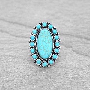 Beautiful Western Style Oval or Round Stone Cuff Ring/Turquoise Cuff Ring/Turquoise Stone Ring/Gift for Her/Accessories/Jewelry/Western Ring