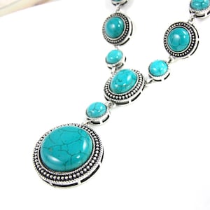 Beautiful Faux Turquoise Stone Dangle Necklace/Western Jewelry/Turquoise Jewelry/Gifts for Her/Accessories