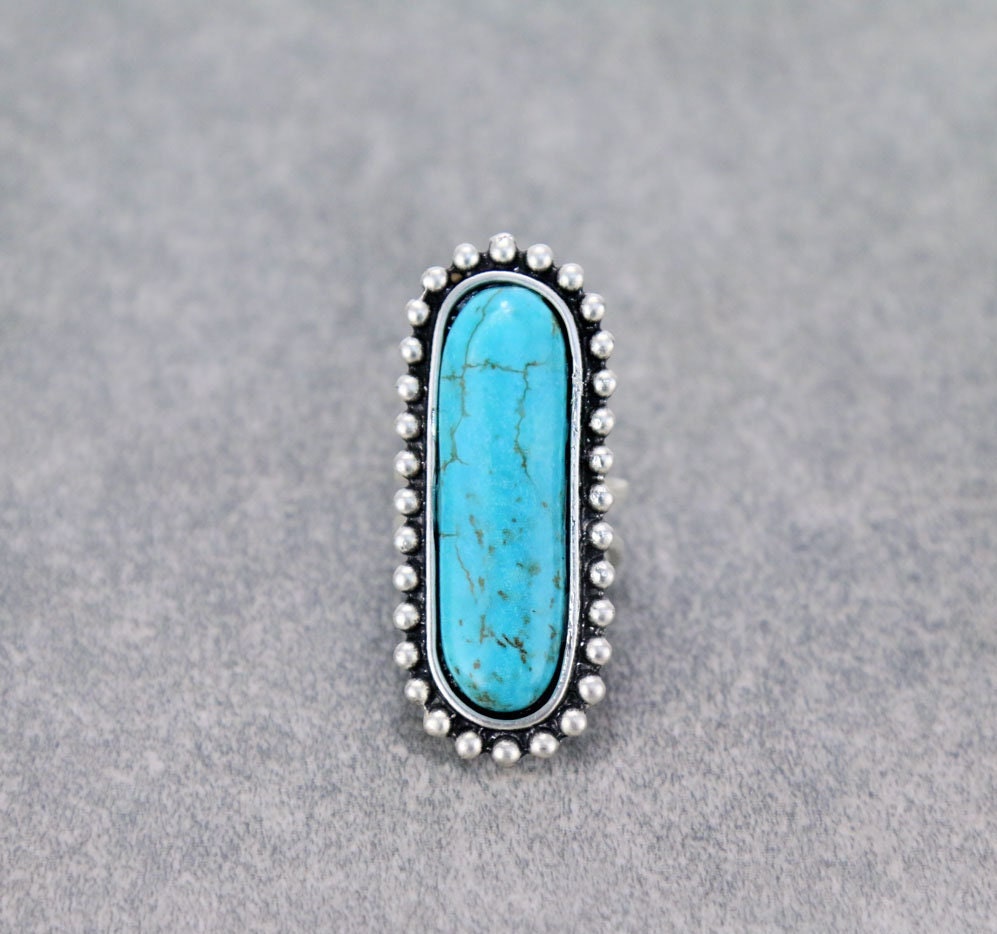 Beautiful Well Crafted Natural Turquoise Stone Adjustable Ring/Western Jewelry/Turquoise Ring/Gifts for Her/Natural Stone Rings