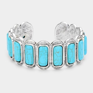 Beautiful Crafted Western Rectangular Stone Cuff Bracelet/Western Jewelry/Stone Cuff/Accessories/Gifts for Her