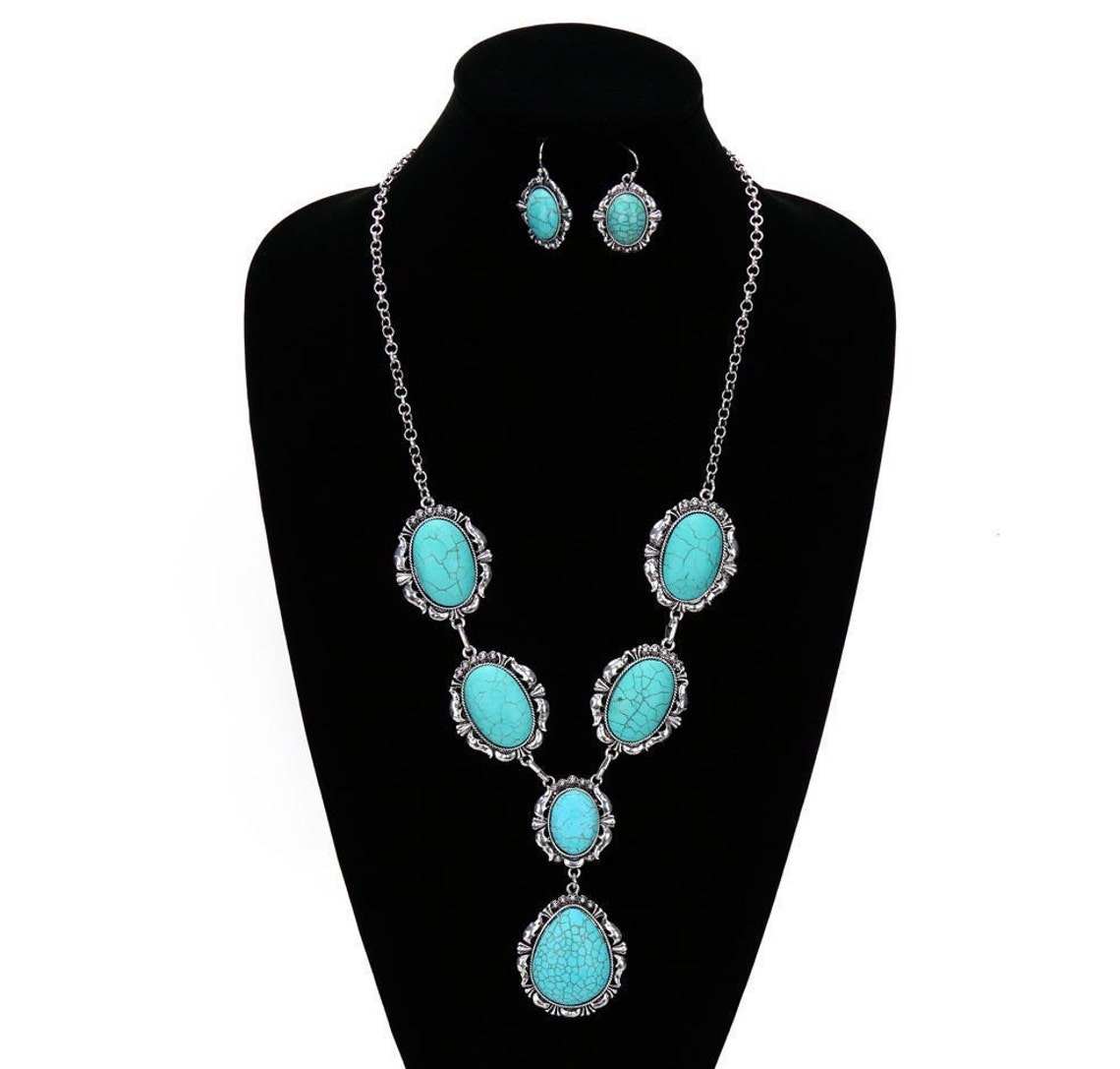 Beautiful Crafted Western Turquoise Necklace Set/Turquoise Etsy