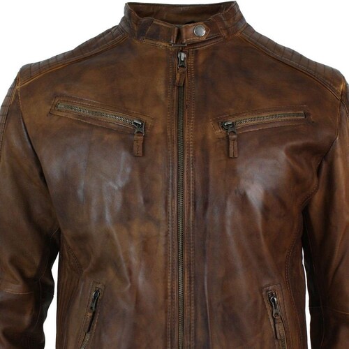 Mens Vintage Brown Motorcycle Cafe Retro Distressed Genuine - Etsy