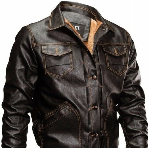 Leather Jacket Men Bomber Aviator Sheepskin Distressed Cowhide - Etsy