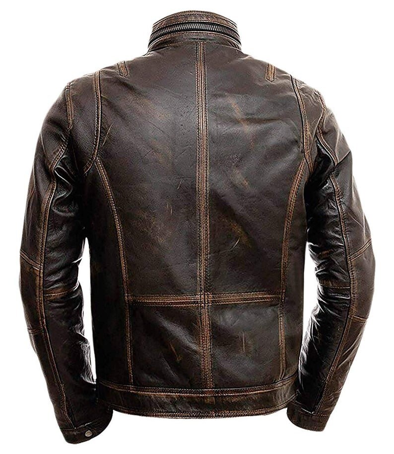 Leather Jacket Men Biker Vintage Cafe Retro Distressed Cowhide | Etsy