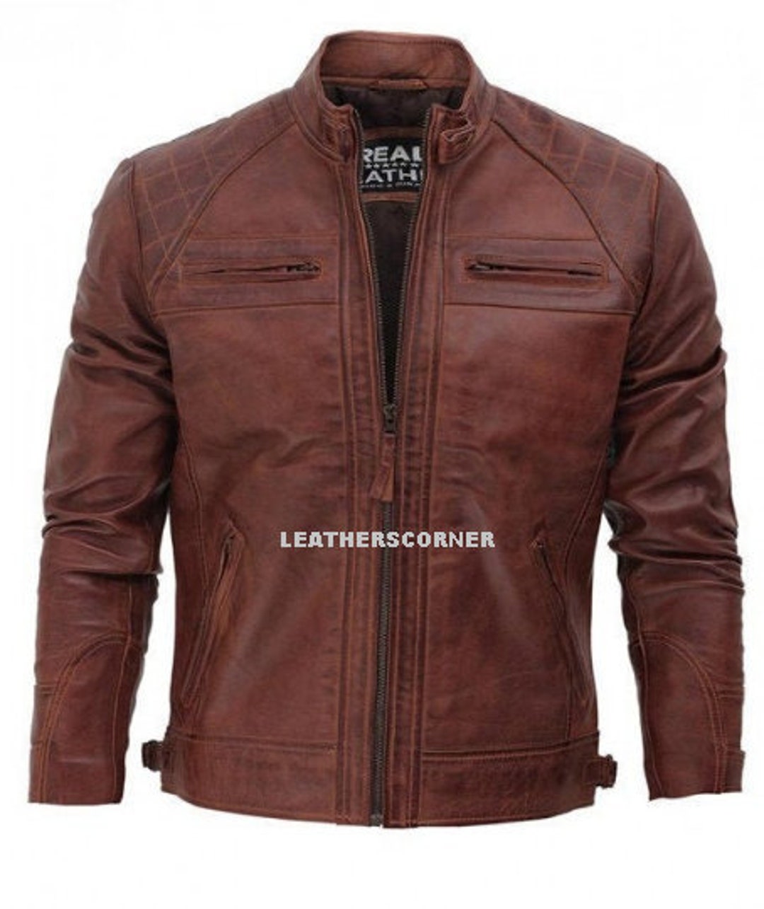 Leather Jacket Men Biker Vintage Motorcycle Cafe Retro - Etsy