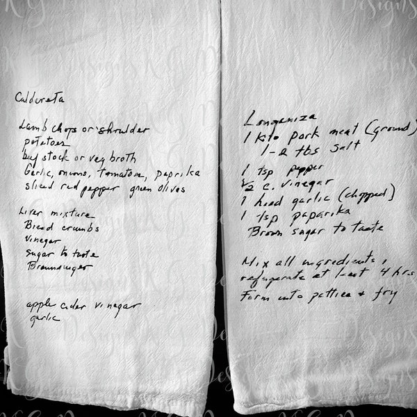 Recipe Tea Towel Etsy