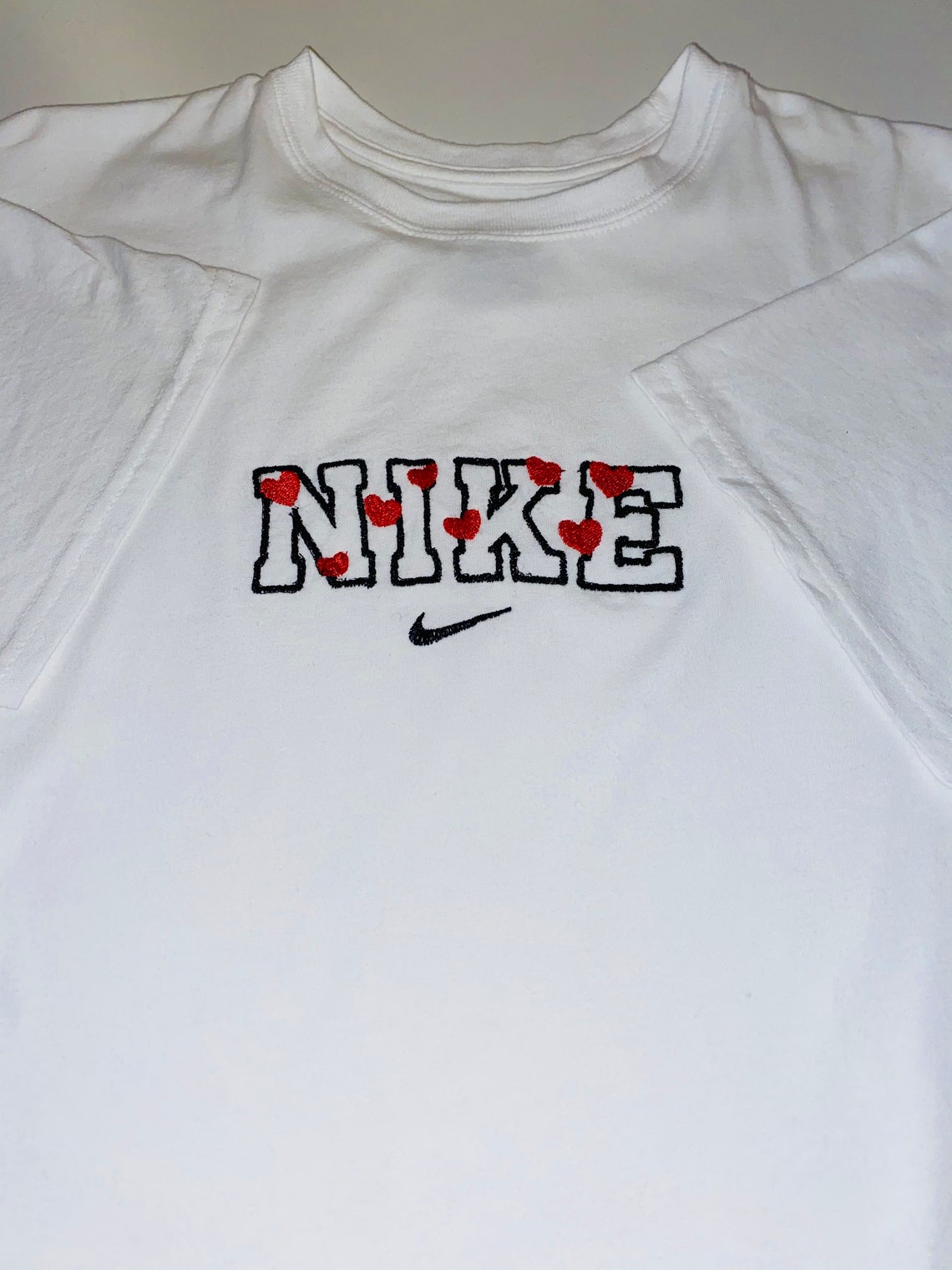 Nike inspired embroidery heart shirt vintage crewneck | Etsy