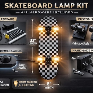 Skateboard Lamp Kit DIY | Wall Mount + Dimmer Switch Light (Deck Not Included) Skater Gift image 13