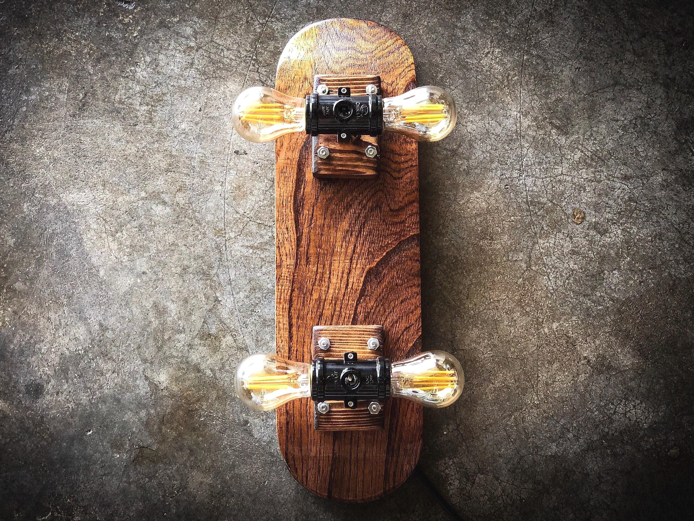 adonis 電気スタンド　レトロ Skateboard Lamp Coffee Bean, Woodgrain Stain Mini. Dimmer
