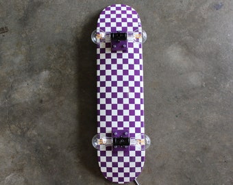 Skateboard Lamp - Purple Checkerboard