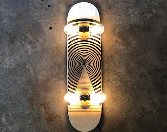 Skateboard Lamp: Hand-Drawn Stair Illusion, Vintage Rope Dimmer Switch with Multiple Settings