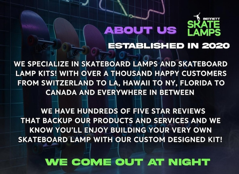 Skateboard Lamp Kit DIY | Wall Mount + Dimmer Switch Light (Deck Not Included) Skater Gift image 14