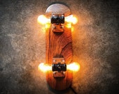 Skateboard Lamp Coffee Bean, Woodgrain Stain Mini. Dimmer