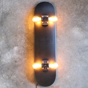 Matte Black Skateboard Lamp: Wall Mount LED Light with Dimmer switch