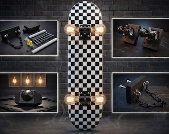 Skateboard Lamp Kit DIY | Wall Mount + Dimmer Switch Light (Deck Not Included) Skater Gift