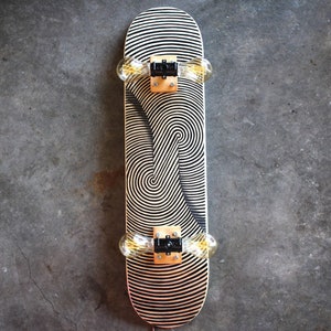 Skateboard Lamp, Hand Drawn Illusion Twist. Vintage Rope Dimmer Switch With Dimmable LED Clear or Vintage Style Light Bulbs