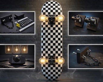 Skateboard Lamp Kit DIY | Wall Mount + Dimmer Switch Light (Deck Not Included) Skater Gift