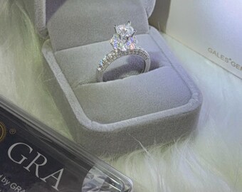 Halo Moissanit Ring – Platinplattiertes Sterling Silber