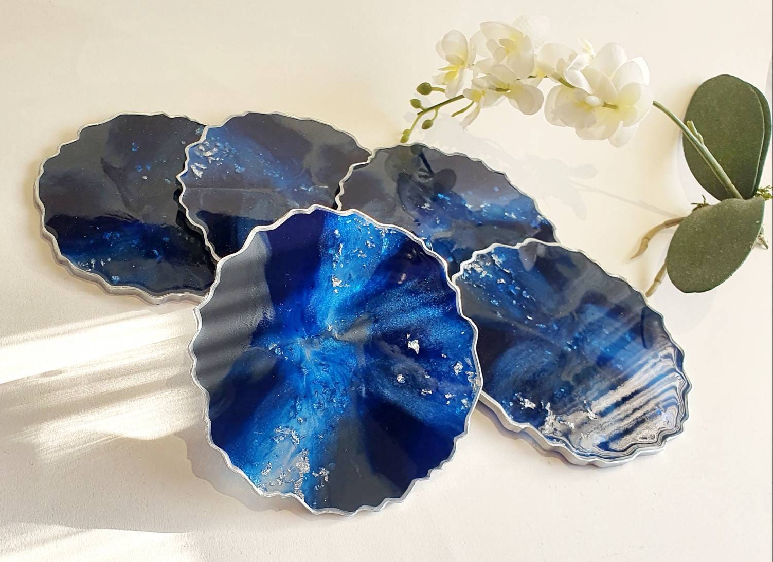 Home & Living Kitchen & Dining Blue And Gray Resin Coasters