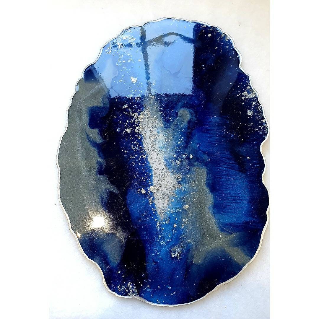 Grey & Blue Placemats Resin Placemats. Dinning Placemats Etsy