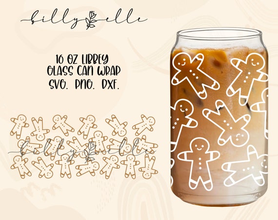 16oz Libbey Glass Can Full Wrap - Digital Download SVG Files For Cricut -  Silhouette - Wrap Template - Glass cup can Template