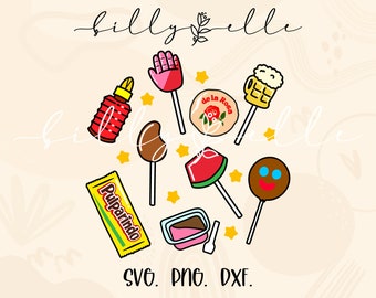 Pacchetto vettoriale di caramelle messicane - Dulces Digital Download SVG Cricut - Silhouette - Paletas Pulparindo Cultura messicana - Conchas SVG