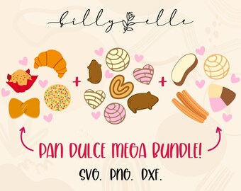 Mexican Pan Dulce vector Mega bundle - Bakery Abstract Digital Download SVG Cricut - Silhouette -  Pan dulce Concha - Churros SVG