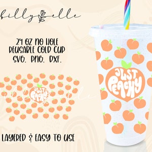 Just Peachy 24oz tumbler cup - Digitale Download SVG Cricut - SVG Cricut File Silhouette - Peaches - Wrap Template - Fruit patroon SVG