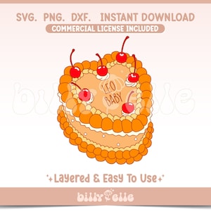 Leo Vintage Cakes Zodiac SVG - Retro Zodiac Stickers PNG - Leo Baby Layered Cricut Files - Download Easy SVG - Astrology