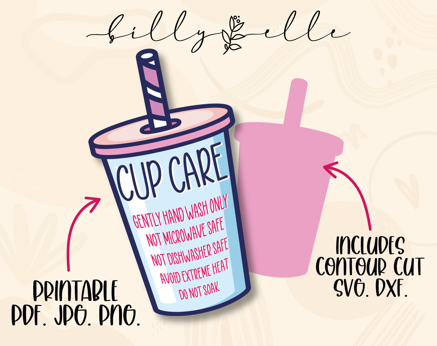 Tumbler Cup Care Instructions Card, Mug, Small Business Supplies