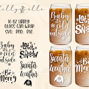 Christmas Bundle Libbey Glass Can - Christmas Digital Download SVG Files For Cricut - Holidays 16oz Libbey Glass Stickers