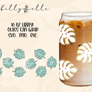 Monstera Leaves Libbey Glass Can Wrap - Boho SVG - Digital Download SVG ...