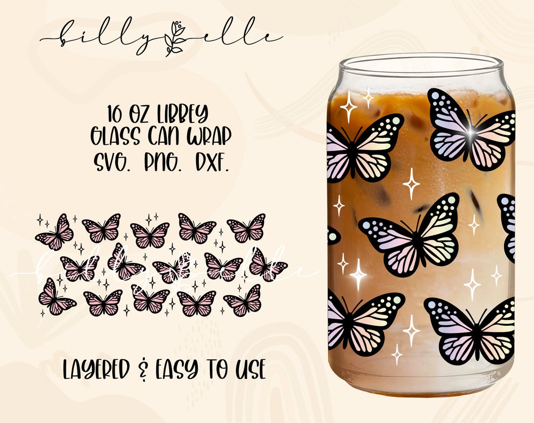 Butterflies Libbey Glass Can Wrap - Butterfly - Digital Download SVG ...