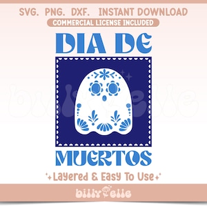 Dia de Muertos Talavera SVG - Mexican Calaverita Stickers PNG - Ghost Layered Cricut Files - Dia de Muertos Talavera Art