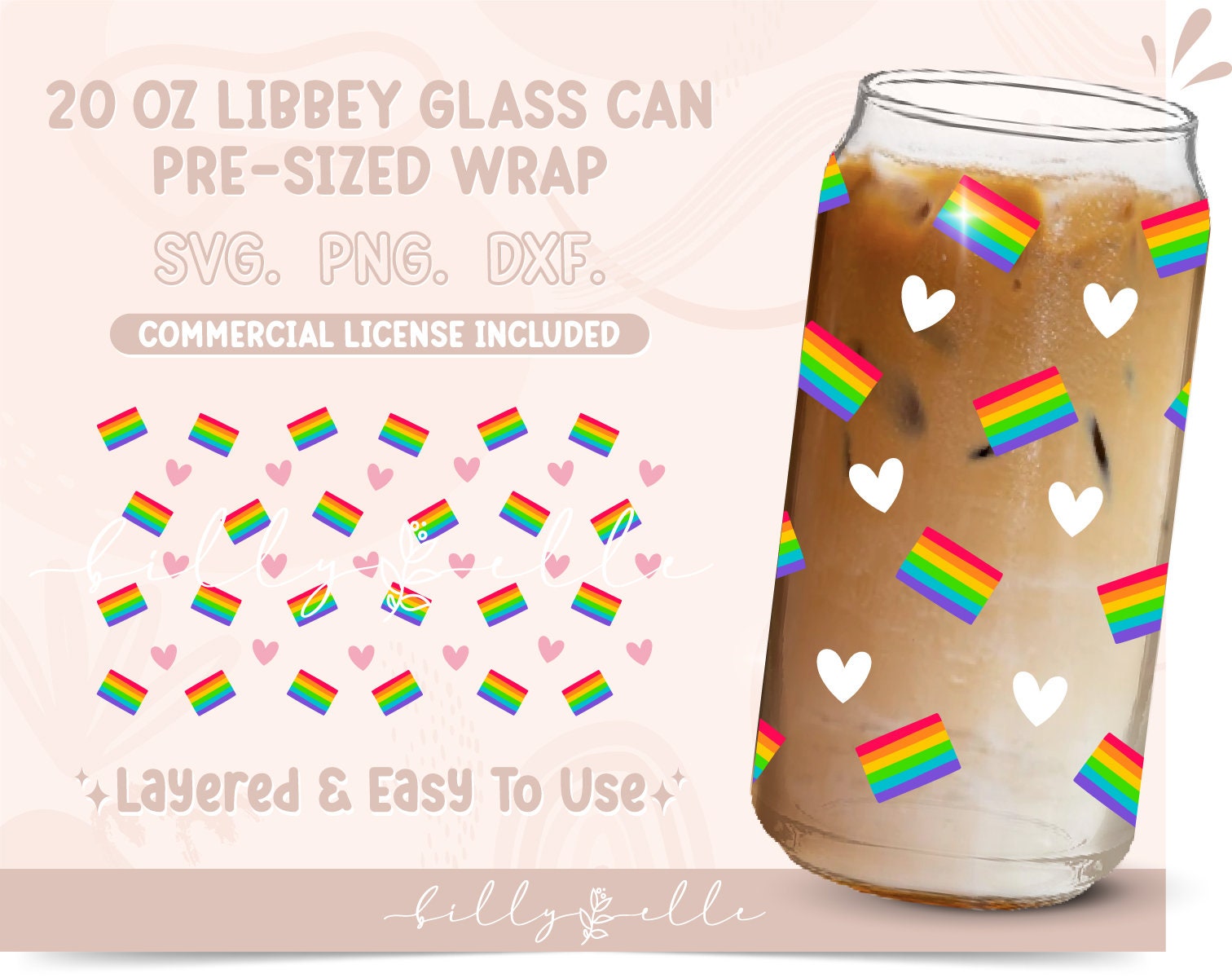 Gay Pride Flags 20oz Libbey Glass Can Wrap - Rainbow Digital Download ...