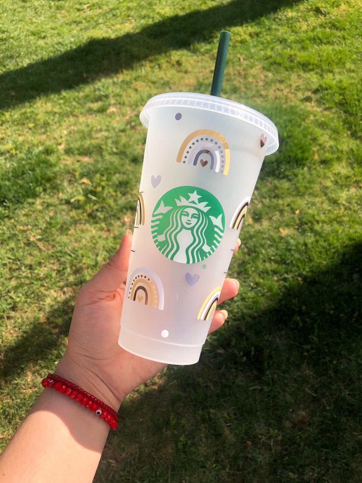 Rainbow Starbucks Cup Aesthetic Cup Pastel Cute Rose Gold Etsy