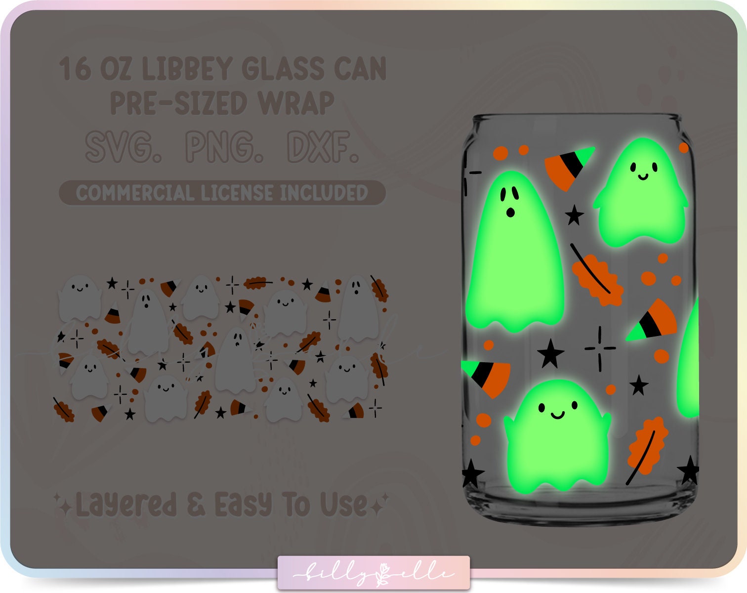 Cute Ghosts 16oz Libbey Glass Can Wrap - Halloween SVG Digital Download ...