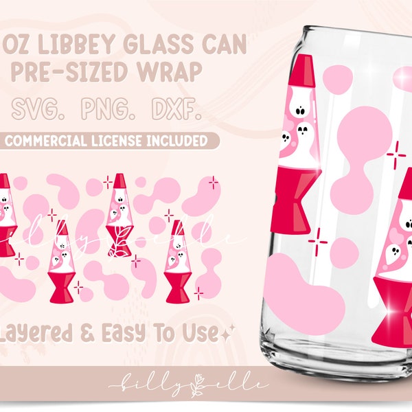 Ghosts Lava Lamp Libbey Glass Can Wrap - Halloween SVG Digital Download SVG Cricut - Silhouette - Groovy Pattern Beer Glass Can Template