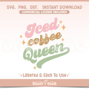 Iced Coffee Queen SVG - Pero primero café pegatina Descargar - Archivo Svg para Cricut - Citas de Cafecito - Amante del café helado PNG