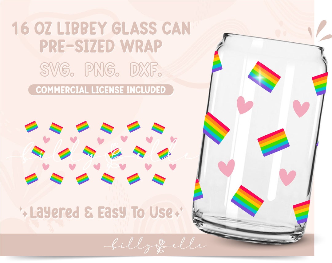 Gay Pride Flags 16oz Libbey Glass Can Wrap - Rainbow Digital Download ...