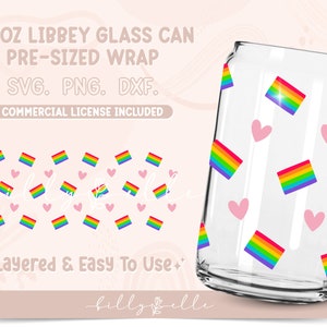 Gay Pride Flags 16oz Libbey Glass Can Wrap - Rainbow Digital Download ...