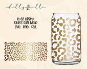 Animal Print Libbey Glass Can Wrap - Cheetah - Digital Download SVG Files For Cricut - Leopard Wrap Template - 16oz Libbey Glass Template