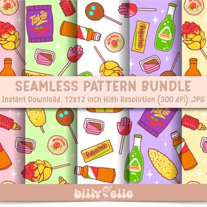 Mexican Snacks seamless pattern bundle - Mexican Candy - Digital Download High Resolution JPG - Takis - Tajin repeating pattern