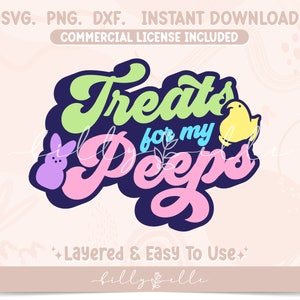 Treats for my peeps SVG - Easter Quotes - Peeps Marshmallow Silhouette Sticker - Aesthetic Stickers file for Cricut - Easter PeepsQuotes SVG