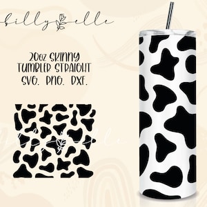 Cow Pattern Wrap SVG File - 20oz Skinny Tumbler Template - Animal Print Design for Cricut - Wrap 20oz tumbler file