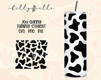 Cow Pattern Wrap SVG File - 20oz Skinny Tumbler Template - Animal Print Design for Cricut - Wrap 20oz tumbler file